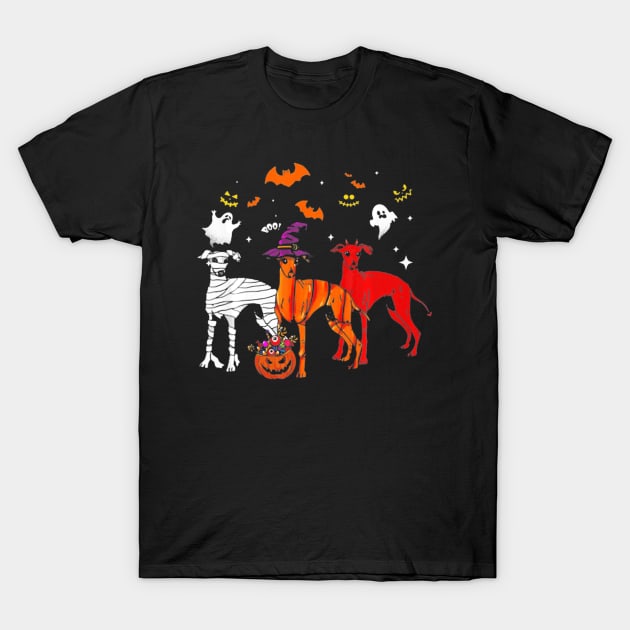 Funny Three Greyhound Halloween Shirt gifts T-Shirt by Antoniusvermeu